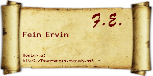 Fein Ervin névjegykártya
